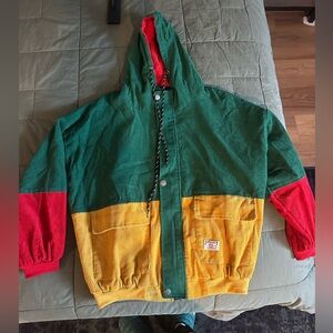 Vintage corduroy jacket Red Yellow Green